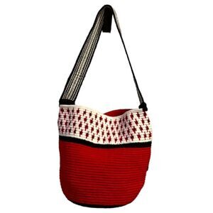 Stylish Red and White Shoulder Bag